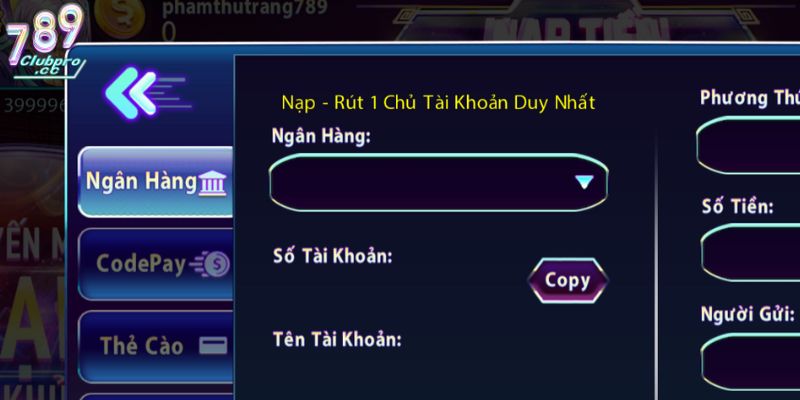 Hướng dẫn giao dịch nạp rút tiền game bài qua ngân hàng chi tiết 