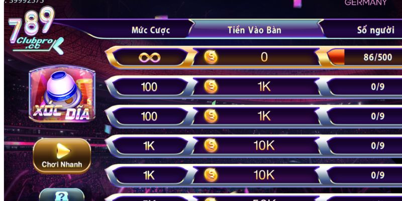 Xóc đĩa đổi thưởng kiếm tiền lớn tại 789club